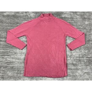 Vintage Bentley Sweater Womens Medium Pink Long Sleeve Acrylic Mock Neck Tunic